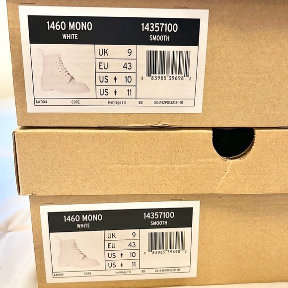 Doc Martens 1460 Mono White Smooth Unisex Combat Boots #14357100 New in Box - Picture 10 of 12
